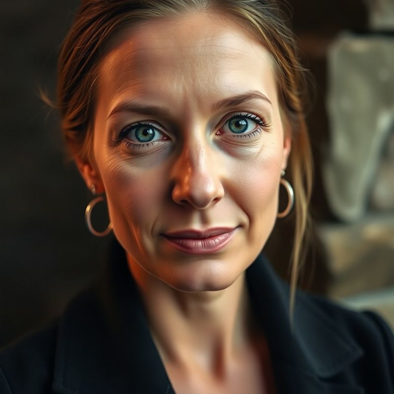 Close-cropped editorial portrait of a woman author in natural light